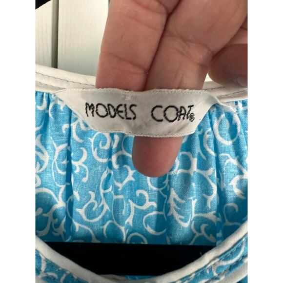 Vintage Models Coat House Coat Blue Floral Applique Snap Closure L/XL - Picture 6 of 9